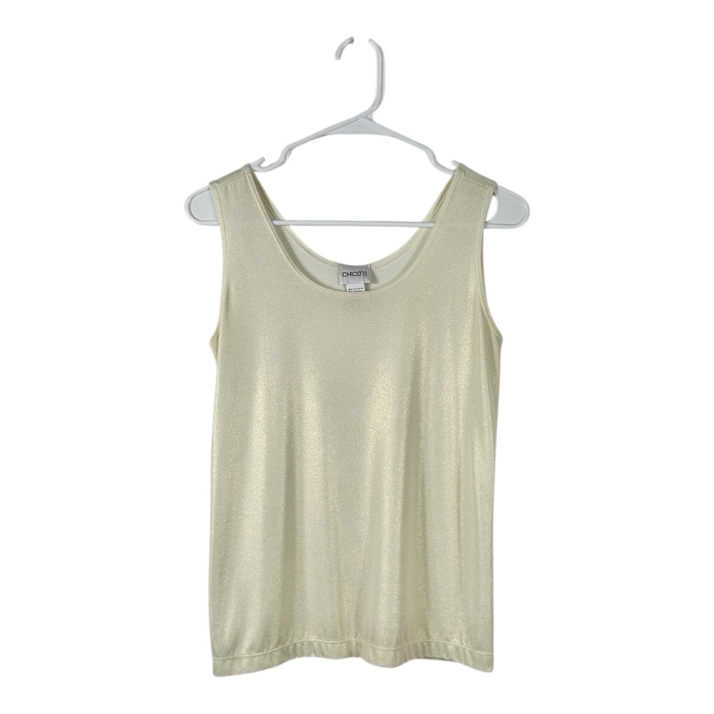 Chico’s‎ Cream Gold Shimmer Tank Top